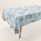 Retro Floral Garden Flower Pattern in Ice Blue Tablecloth Gallery Image 1