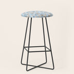Retro Floral Garden Flower Pattern in Ice Blue Stool Gallery Image 1