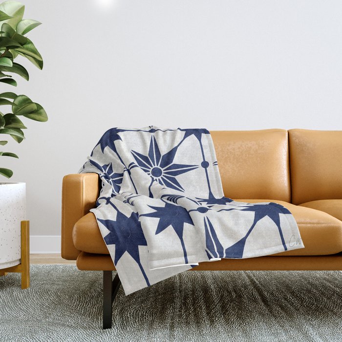 Starburst Mosaic â Navy Throw Blanket Gallery Image 1