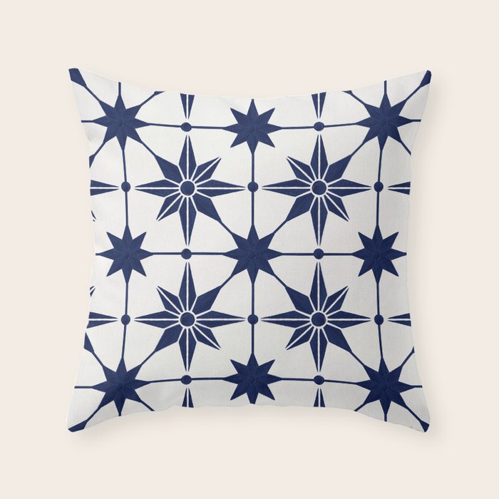 Starburst Mosaic â Navy Throw Pillow Gallery Image 1
