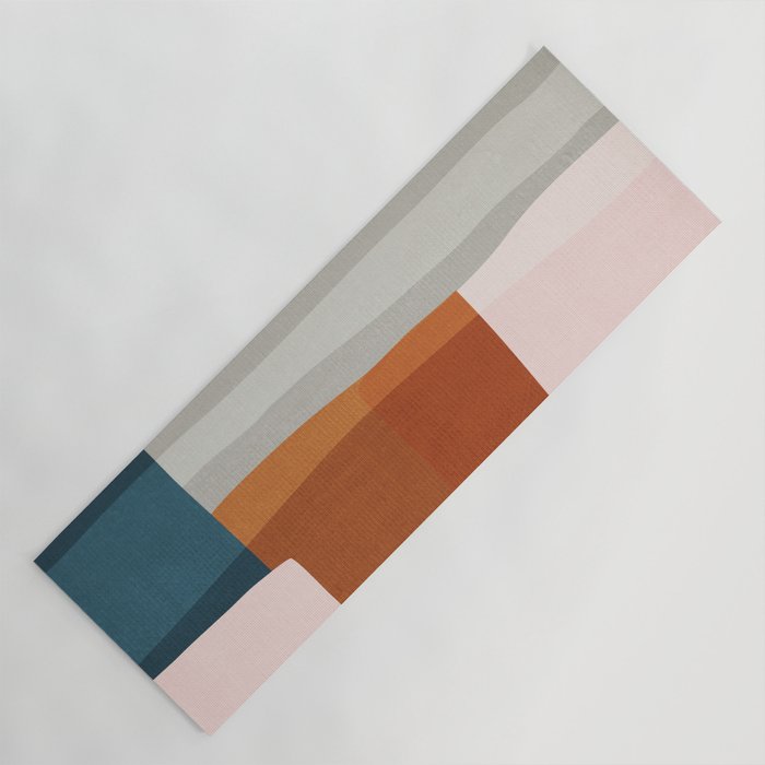 Abstract MCM Navy Burnt Orange Beige Blush Yoga Mat Gallery Image 1