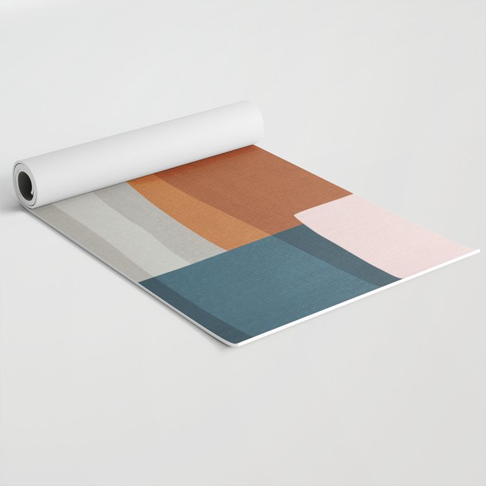 Abstract MCM Navy Burnt Orange Beige Blush Yoga Mat Gallery Image 2