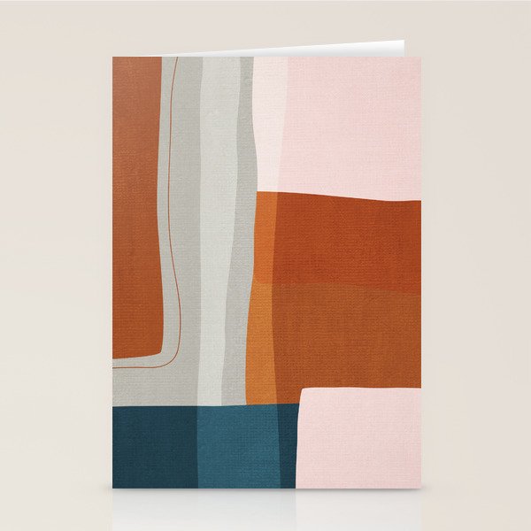 Abstract MCM Navy Burnt Orange Beige Blush Stationery Card Gallery Image 2