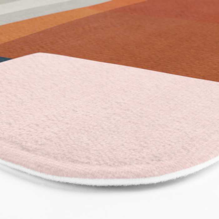 Abstract MCM Navy Burnt Orange Beige Blush Bath Mat Gallery Image 3
