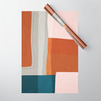 Abstract MCM Navy Burnt Orange Beige Blush Wrapping Paper Gallery Image 1
