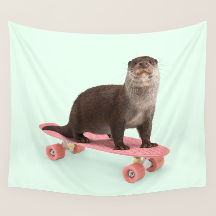 SKATE OTTER Wall Tapestry Gallery Image 1