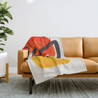 Colorful Mid Century Modern Abstract Fun Shapes Patterns Space Age Orange Yellow Orbit Bubbles Throw Blanket Gallery Image 1