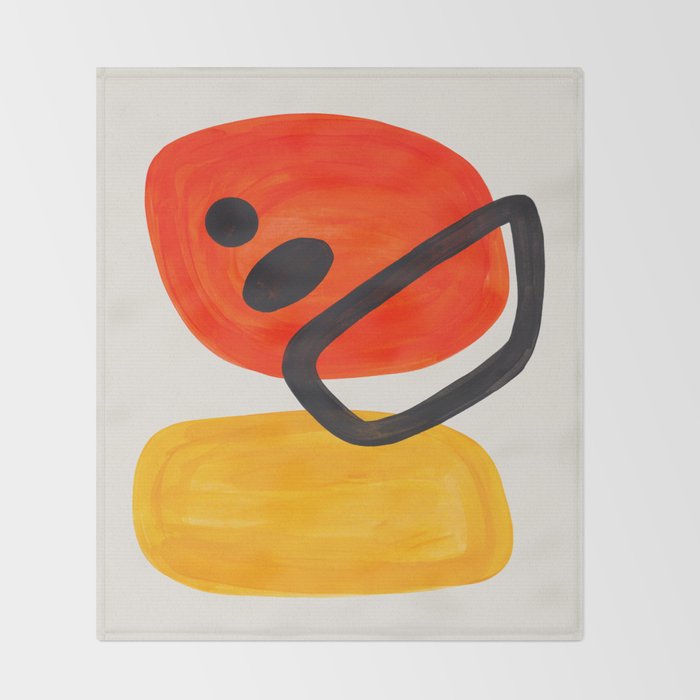Colorful Mid Century Modern Abstract Fun Shapes Patterns Space Age Orange Yellow Orbit Bubbles Throw Blanket Gallery Image 2