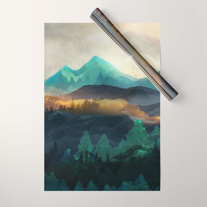 Green Wild Mountainside Wrapping Paper Gallery Image 1