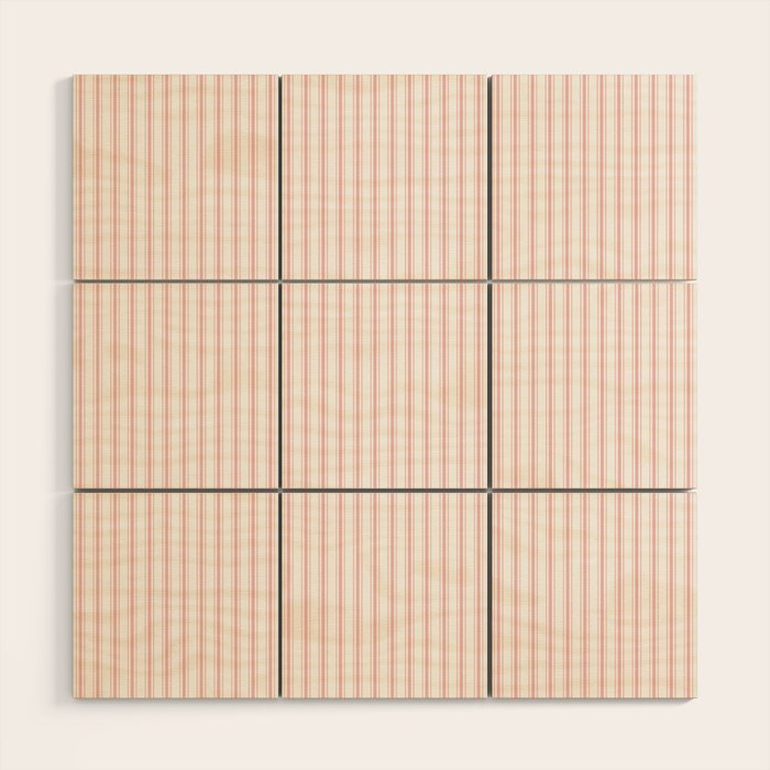 Thin Lush Blush Pink and White Mattress Ticking Stripes Wood Wall Art Gallery Image 1
