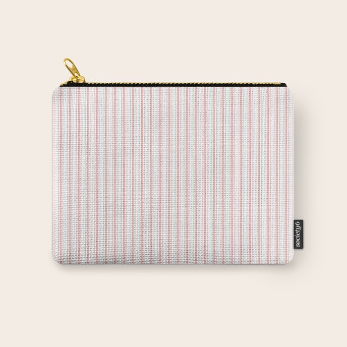 Thin Lush Blush Pink and White Mattress Ticking Stripes Carry All Pouch Gallery Image 1