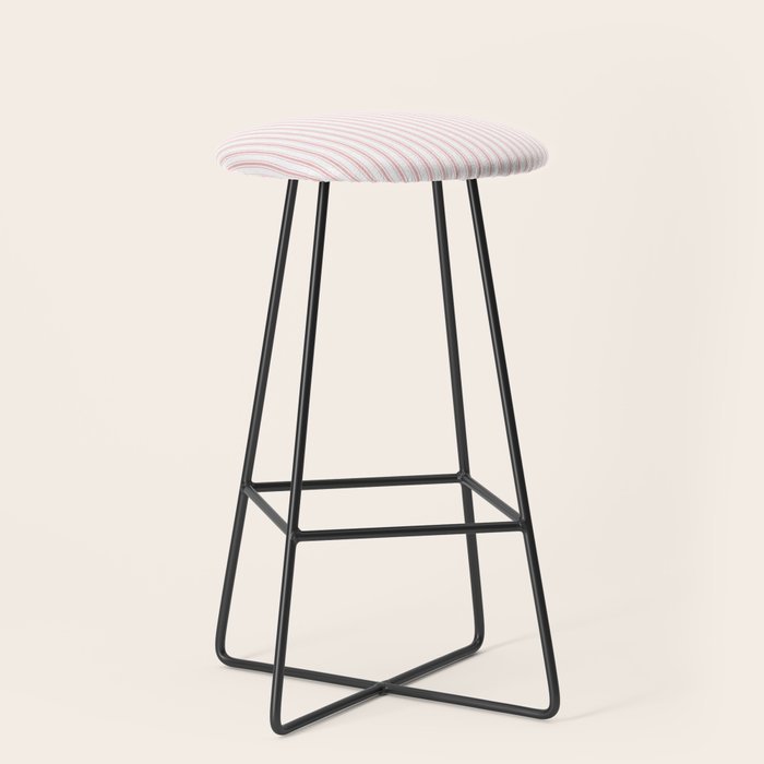 Thin Lush Blush Pink and White Mattress Ticking Stripes Stool Gallery Image 1