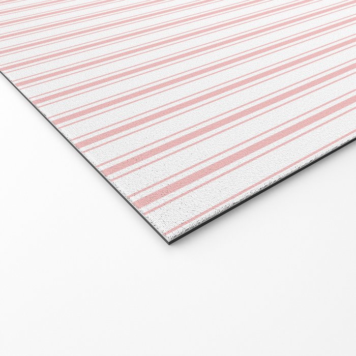 Thin Lush Blush Pink and White Mattress Ticking Stripes Welcome Mat Gallery Image 2