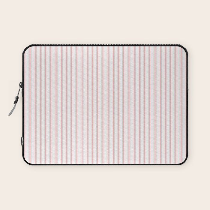 Thin Lush Blush Pink and White Mattress Ticking Stripes Laptop Sleeve Gallery Image 1