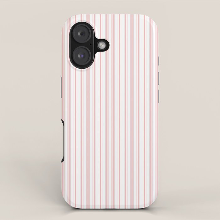 Thin Lush Blush Pink and White Mattress Ticking Stripes iPhone Case Gallery Image 1