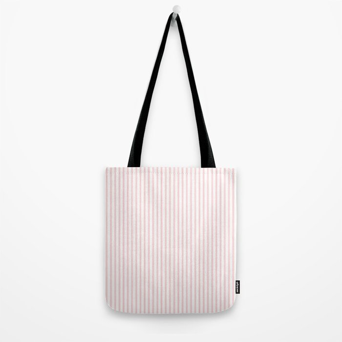 Thin Lush Blush Pink and White Mattress Ticking Stripes Tote Bag Gallery Image 2