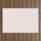 Thin Lush Blush Pink and White Mattress Ticking Stripes Outdoor Rug Gallery Image 1