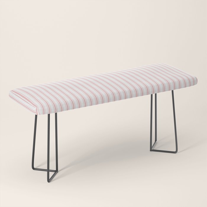 Thin Lush Blush Pink and White Mattress Ticking Stripes Bench Gallery Image 1