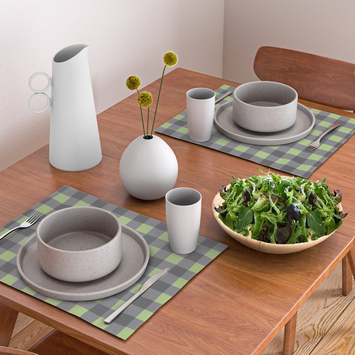 Small Blocks - Spring Green and Grays Placemat Gallery Image 2