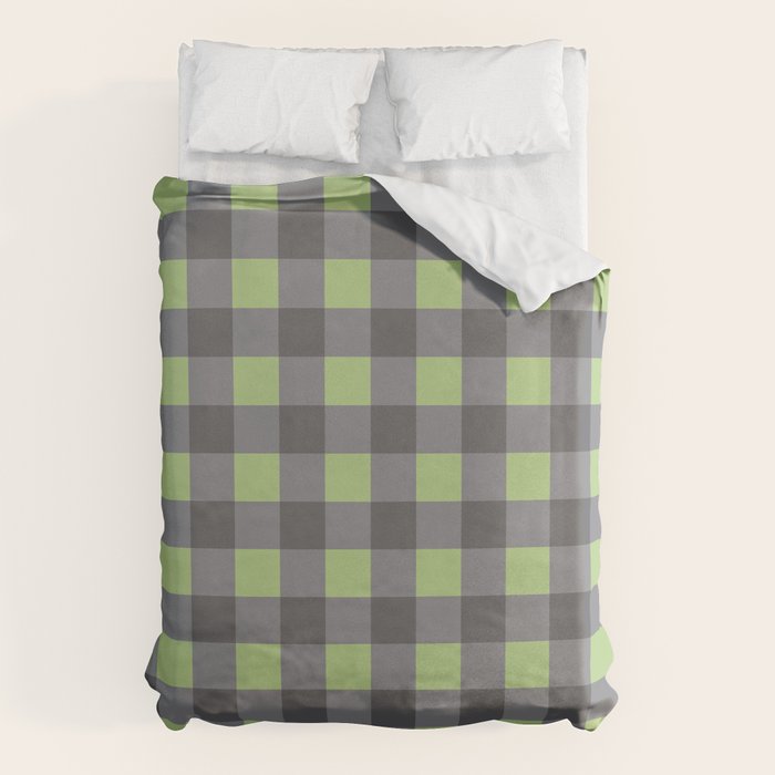 Small Blocks - Spring Green and Grays Duvet Cover Gallery Image 1