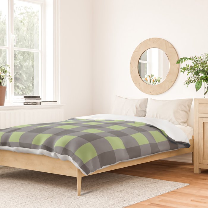 Small Blocks - Spring Green and Grays Duvet Cover Gallery Image 2