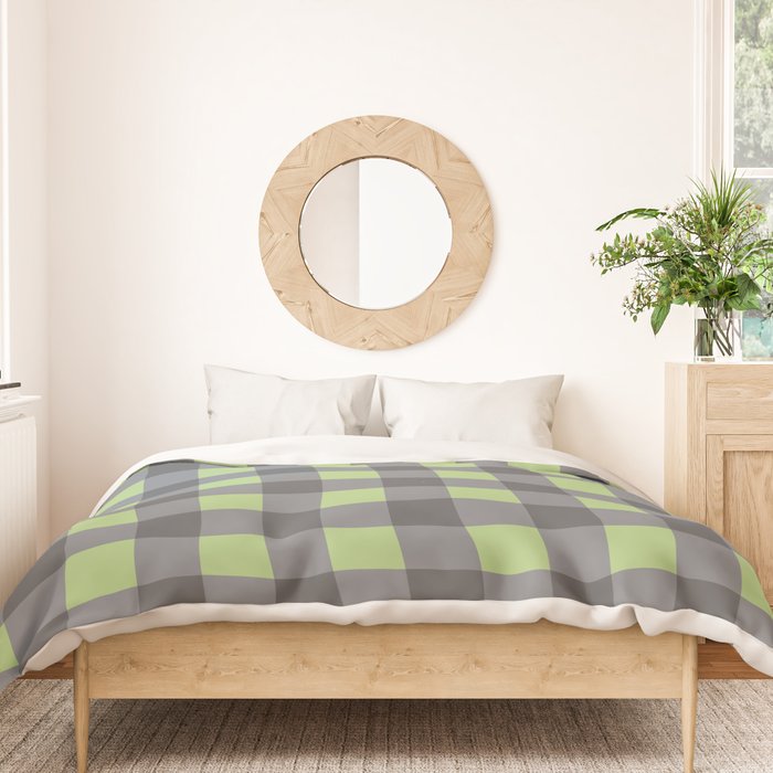 Small Blocks - Spring Green and Grays Duvet Cover Gallery Image 3