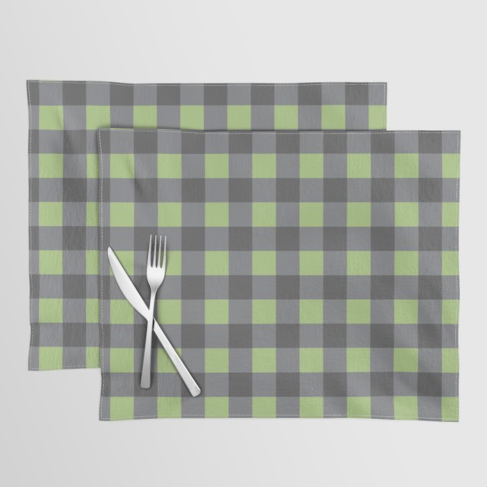 Small Blocks - Spring Green and Grays Placemat Gallery Image 1