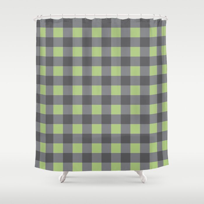 Small Blocks - Spring Green and Grays Shower Curtain Gallery Image 1