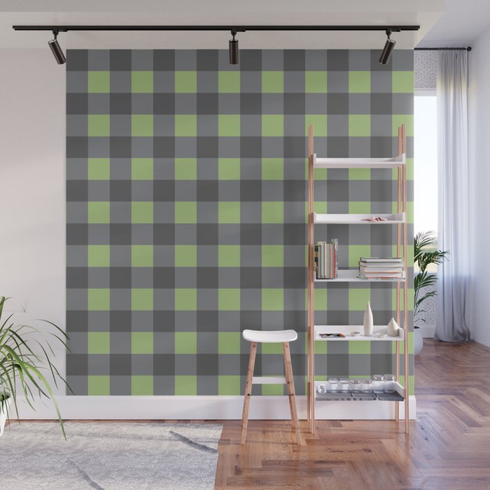 Small Blocks - Spring Green and Grays Wall Mural Gallery Image 1