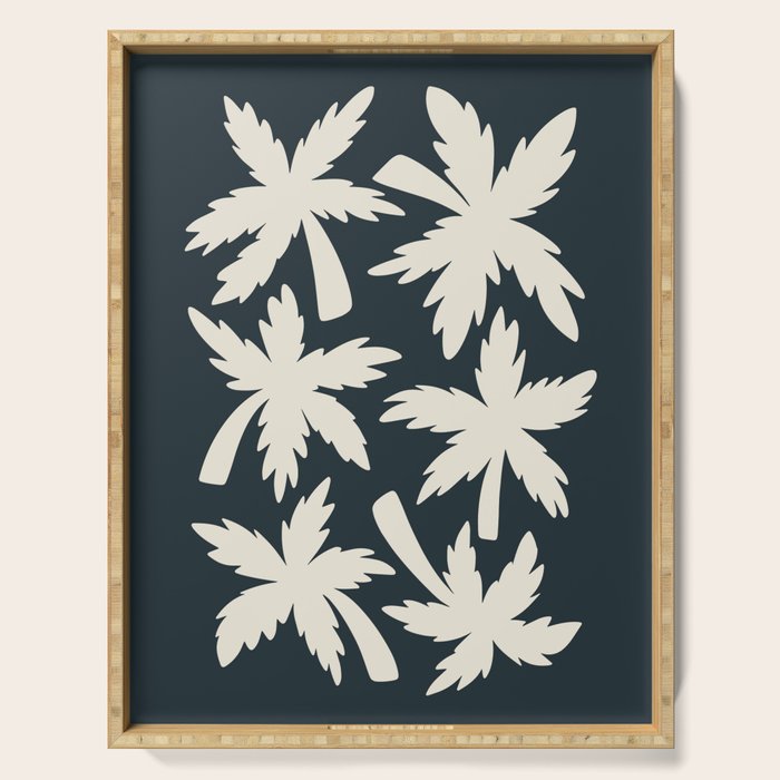 Palm Trees - Black and White  Serving Tray Gallery Image 1