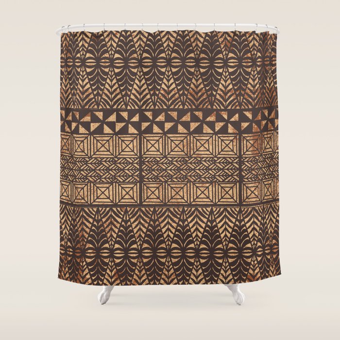 UrbanNesian Tongan Ngatu Shower Curtain Gallery Image 1