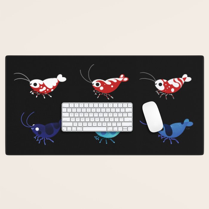 Red and blue shrimp Desk Mat Gallery Image 1