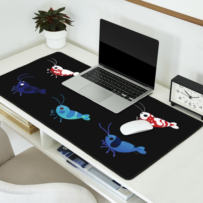 Red and blue shrimp Desk Mat Gallery Image 2