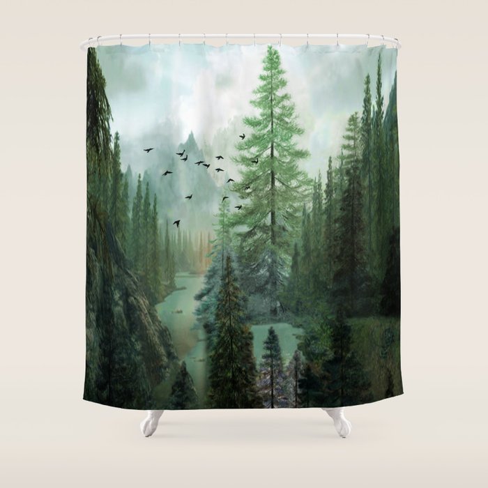 Mountain Morning 2 Shower Curtain Gallery Image 1