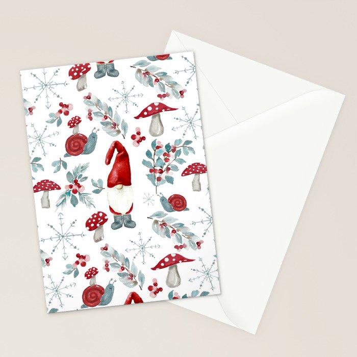 Gnome For The Holidays - Christmas Pattern Stationery Card Gallery Image 2