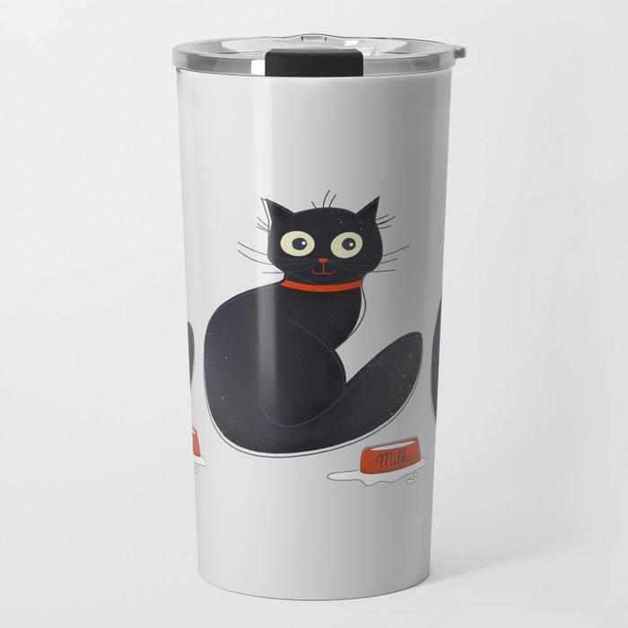 Black Silly Cat  Travel Mug Gallery Image 1