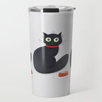 Black Silly Cat  Travel Mug Gallery Image 1