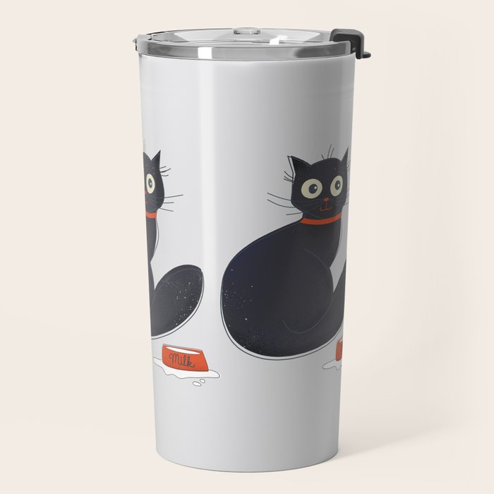 Black Silly Cat  Travel Mug Gallery Image 2