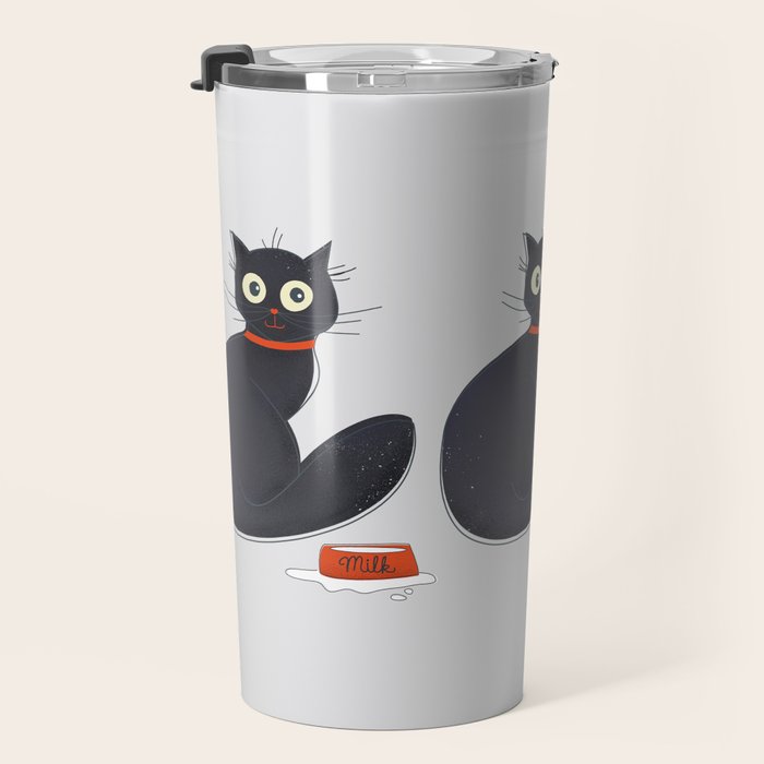 Black Silly Cat  Travel Mug Gallery Image 3