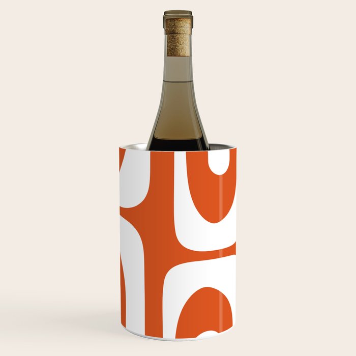 Mid Century Modern Piquet Minimalist Abstract Burnt Orange and White Wine Chiller Gallery Image 3