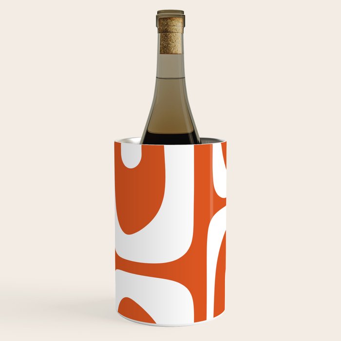 Mid Century Modern Piquet Minimalist Abstract Burnt Orange and White Wine Chiller Gallery Image 2