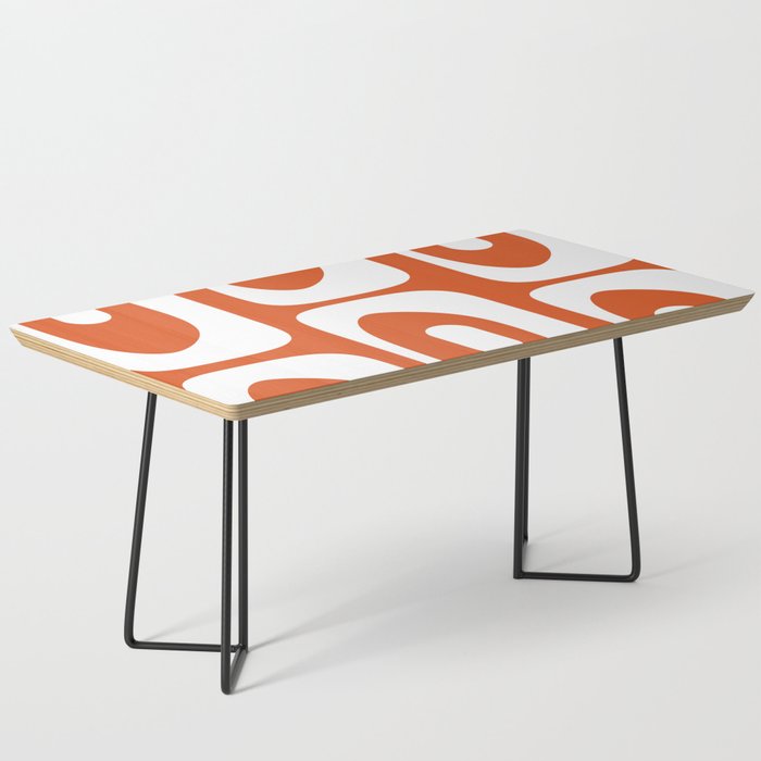 Mid Century Modern Piquet Minimalist Abstract Burnt Orange and White Coffee Table Gallery Image 1