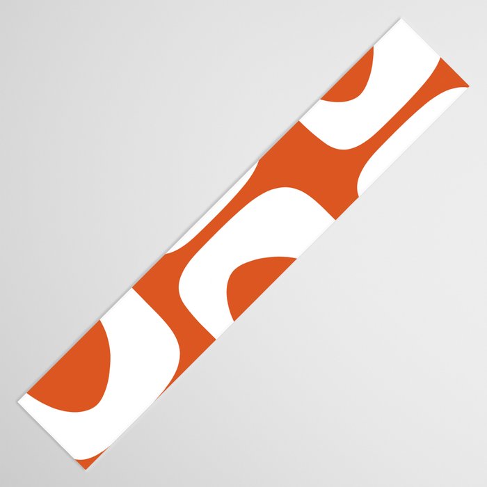 Mid Century Modern Piquet Minimalist Abstract Burnt Orange and White Table Runner Gallery Image 3