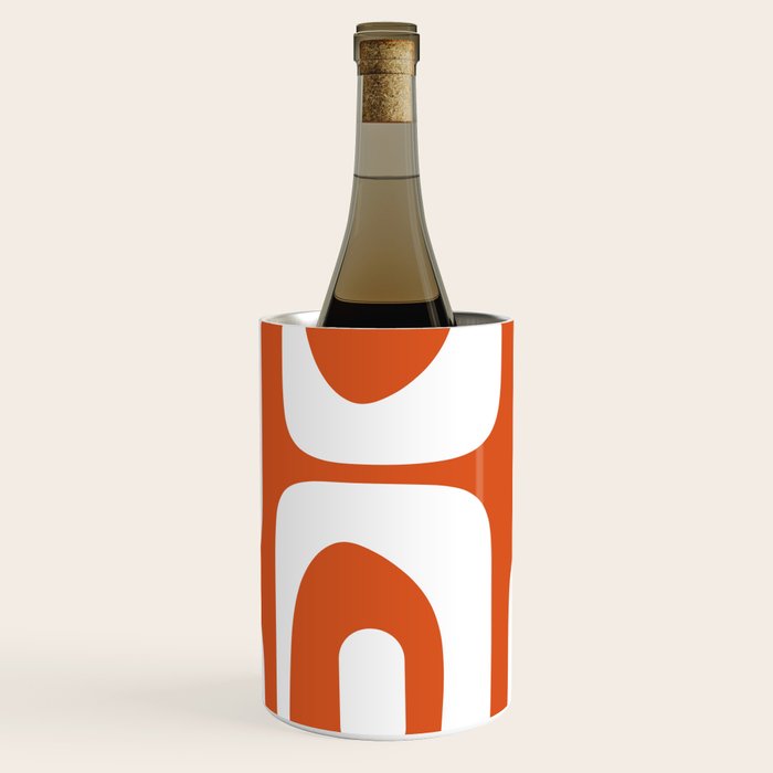 Mid Century Modern Piquet Minimalist Abstract Burnt Orange and White Wine Chiller Gallery Image 1