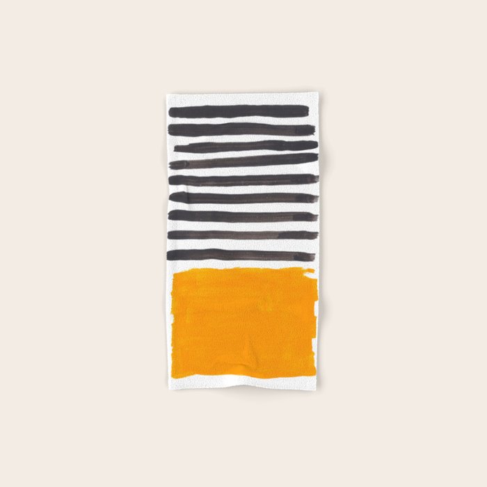 Minimalist Mid Century Mango Shade Black Lines Sunset Landscape Fun Bath Towel Gallery Image 1