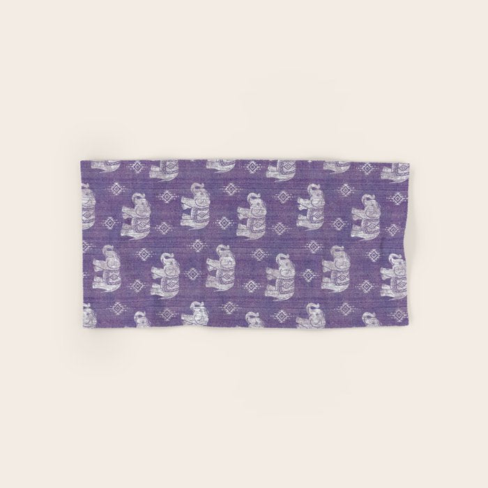 Elephants on Linen - Amethyst Towels Gallery Image 1