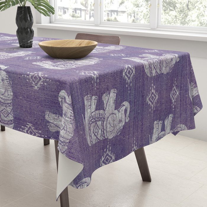 Elephants on Linen - Amethyst Tablecloth Gallery Image 3