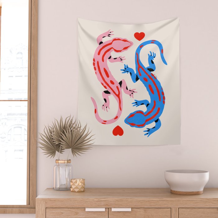 The lovers - salamanders Wall Tapestry Gallery Image 2