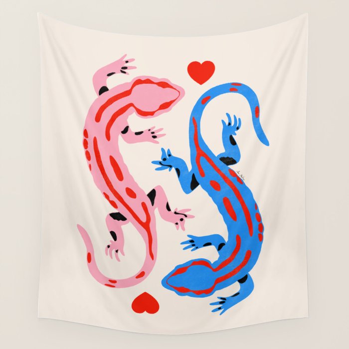 The lovers - salamanders Wall Tapestry Gallery Image 1