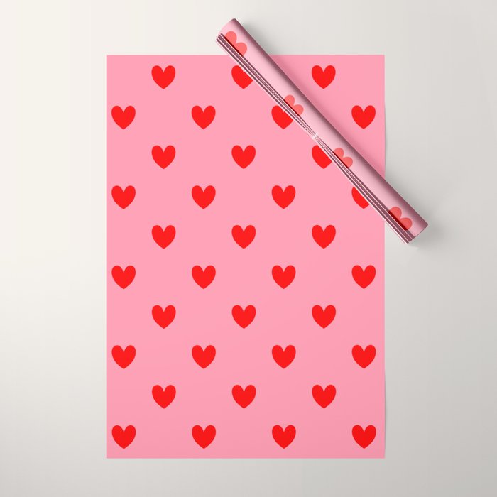 Red Heart Pattern Wrapping Paper Gallery Image 1